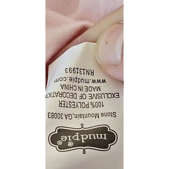 NWT mudpie XOXO VDAY baby girl 6-9 month pink golden 3D poke dots romper VELVET - Picture 8 of 8